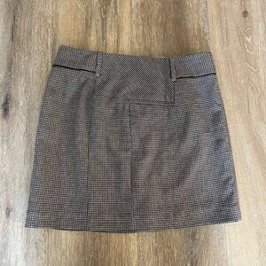 NWOT MEXX Wool Mini Skirt - Size 36/Medium - Houndstooth Brown Y2K Schoolgirl